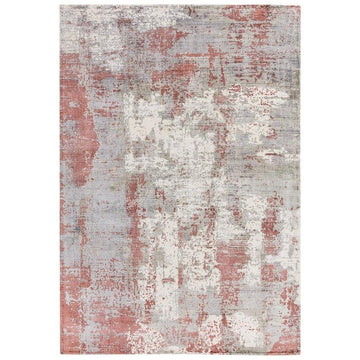 Gatsby Modern Abstract Distressed Metallic Shimmer Hand-Woven Textured Printed Viscose Flatweave Red/Grey/Cream Rug-Asiatic Carpets-Rug Love - The Most Loved Rug Store